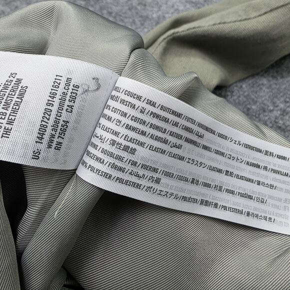 Abercrombie Fitch Jacket Womens XS Green Cropped Utility Snap Front Lined Preppy - Picture 16 of 16